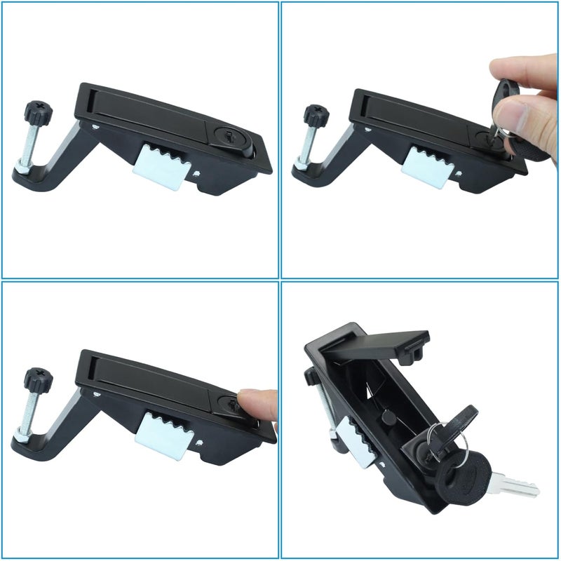 Rierdge 2 Pack Compression Latch Lock with Raised Trigger, Zinc Alloy Trigger Latch Lock Adjustable Lever Hand Operated Compression Latch with Keys(Black) - Image 4